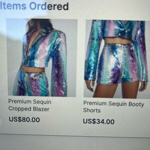 Sparkly shorts and blazer